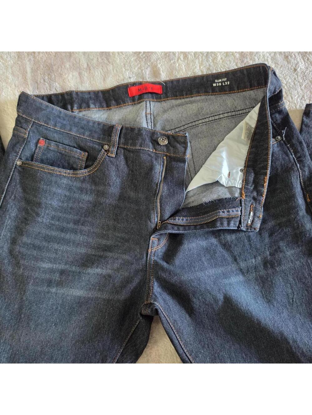 M.B.X dark blue slim fit mens denim  jeans Size 38x32" #denim